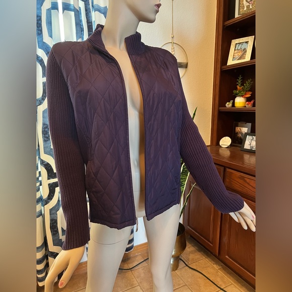 Croft & Barrow Purple Cotton Knitted Puffer Jacket Size Petite Large - Picture 2 of 10